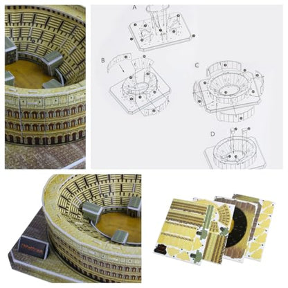 Architecture World Famous of 3D Puzzle.Build Your Own Collection of 17 Global Landmarks (Notre Dame, Colosseum) - Educational DIY Model Kit for Kids & Adults. (Colosseum（Amphitheatrum Flavium）) - color: Colosseum（amphitheatrum Flavium）