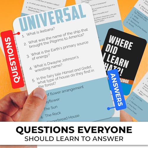 Trivia Card Games for Adults — Family Board Games for Teens and Adults | 500 General Knowledge Questions Trivia Cards with Answers – Fun Party Game for Family Game Night - color: 1. Universal