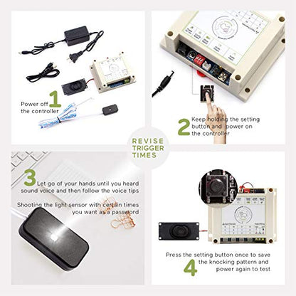 Escape Room Props with Audio Puzzles Flashlight Shine to Unlock to Open 12V Electromagnetic Locks for Escape Room and Exit Game Owners (2 Light Sensors Set) - style: 2 Light Sensors Set