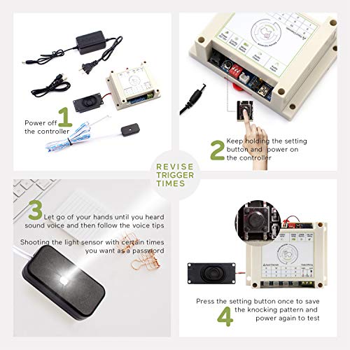 Escape Room Props with Audio Puzzles Flashlight Shine to Unlock to Open 12V Electromagnetic Locks for Escape Room and Exit Game Owners (3 Light Sensors Set) - style: 3 Light Sensors Set