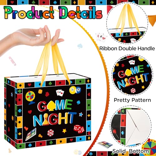 Neptniopllab Game Night Gift Bag with Card and Tissue Papers,Gaming House Board Games Themed Birthday Bag for Boys Kids Game Night Party Decorations Supplies