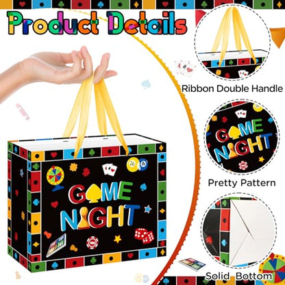Neptniopllab Game Night Gift Bag with Card and Tissue Papers,Gaming House Board Games Themed Birthday Bag for Boys Kids Game Night Party Decorations Supplies