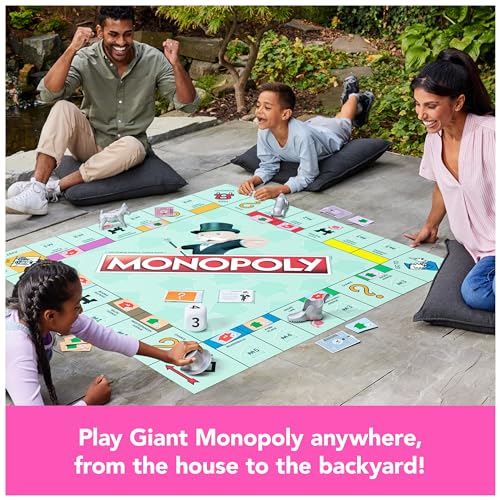 Spin Master Games Monopoly Giant Edition Oversized Classic Kids Board Game | Fast-Paced Property Trading Game, Oversized Vinyl Gameboard, Active Indoor Or Outdoor Family Fun, 2-4 Players, Ages 6+ - style: Giant Monopoly