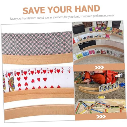 Happyyami Wooden Card Rack Holder for Playing Cards for Gaming and Toy Base for Organized Play for Boys and Girls and Adults
