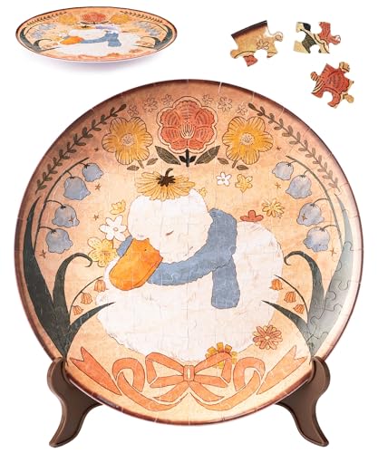 PieceRelax 3D Puzzle Plate 124 Pieces - Sleeping in Sunlit Garden – Jigsaw Puzzle for Adults, Decorative Plate with Durable Plastic Pieces, Ideal Gift for Home or Office Décor [PL1019] - color: Sleeping in Sunlit Garden