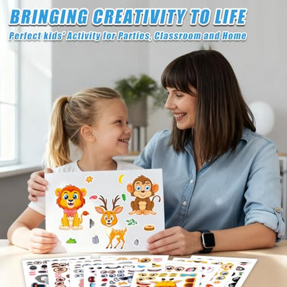48 Sheets Create Funny Safari Animals Stickers, Make a Face Stickers for Boys and Girls, Travel Sticker Books, Party Favors, Birthday, Home, School and Activities Gifts for Kids Ages 3+ - style: Wildlife