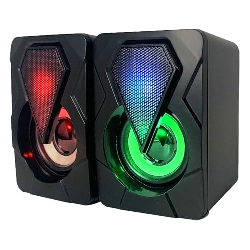 Pomya Gaming Computer Speaker, Stereo Sound with Heavy Bass and RGB Light, USB Powered Desktop Speaker for PC Games and Movies