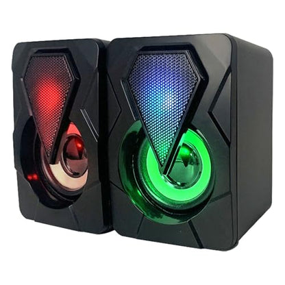 Pomya Gaming Computer Speaker, Stereo Sound with Heavy Bass and RGB Light, USB Powered Desktop Speaker for PC Games and Movies