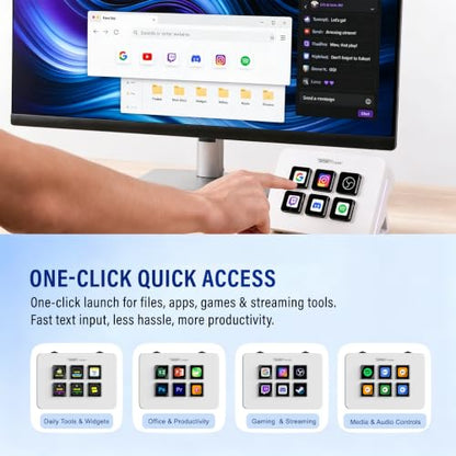 Mini Stream Controller Deck, Gaming Streaming Macro Pad Keypad, Shortcut Keyboard with 6 Programmable LCD Keys, Customizable Icons & RGB Light, USB Soundboard for Video Editing, OBS, PC, Mac - color: White