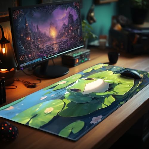 Card Playmat 70 x 40 cm Game Mats Tabletop Magic for MTG/TCG Cards, Trading Card Game Playing Stitched Commander Deck Gaming Desk Duel Mat Card Gameplay Mats, Frog - color: Frog, size: 27.5"X15.7"