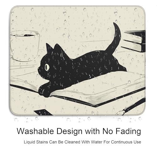 Cute Black Cat Mouse Pad,Kawaii Anime Cat Mouse Pads for Wireless Mouse Desk Accessories,10"X8" Travel Mousepad with Non-Slip Rubber Base, Stitched Edge Mouse Pads for Desk,Computers,Laptop,Office - color: S-11