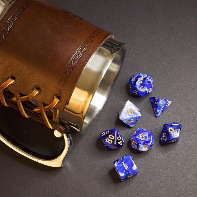Sage’s Portal Stones DND Dice Set Acrylic Opaque 7-PC Polyhedral DND Dice Set for Dungeons and Dragons D&D Sage’s Cantrips RPG Tabletop TTRPG (Blue/White) - color: Blue/White