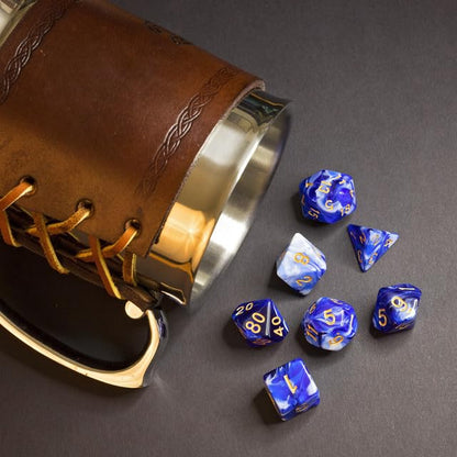 Sage’s Portal Stones DND Dice Set Acrylic Opaque 7-PC Polyhedral DND Dice Set for Dungeons and Dragons D&D Sage’s Cantrips RPG Tabletop TTRPG (Blue/White) - color: Blue/White