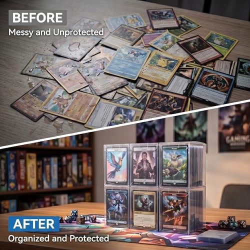 WOPITUES 16 Pack Trading Card Storage Box,Clear Card Box Holds 250 Unsleeved Cards,PET MTG Deck Box, Commander Deck Box for TCG/MTG/Magic,Sports Cards, Collectible Trading Cards