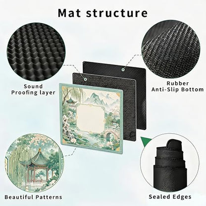 Mahjong Mat for Table 31.5” x 31.5”, Noise Non-Slip Rubber Mahjong Mats, 3mm Thick Waterproof Mahjong Table Mats with Carrying Bag for Mahjong, Poker, Card and Board Games - style: Pink and Green