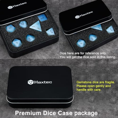 Haxtec Tiger's Eye Gemstone DND Dice Set Natural Stone Polyhedral Dice W/Premium Dice Case Compatible with Dungeons and Dragons Role Playing Board Games D&D Gift - color: Brown Gold