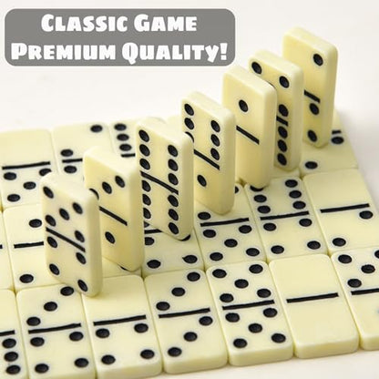 Dominoes Set for Adults,Dominos Set for Adults 28 Double Six Dominoes,Premium Dominos with Case