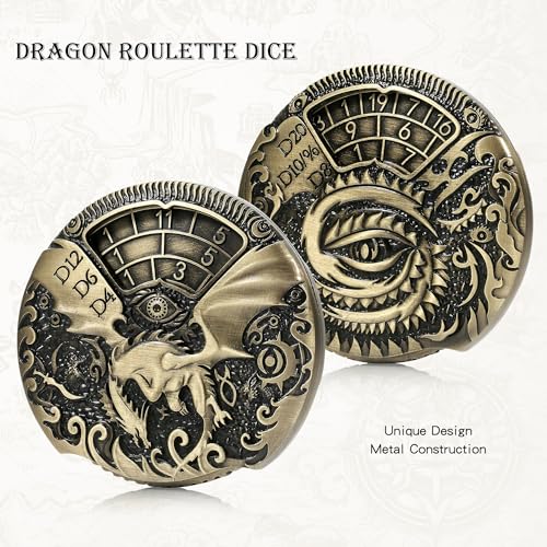 Spinner DND Dice DNDND 7-in-1 Spinner Metal D&D Dice Set with Gorgeous Gift Box for Dungeons and Dragon and Tabletop Game (Brass) - color: Dragon Brass