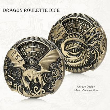 Spinner DND Dice DNDND 7-in-1 Spinner Metal D&D Dice Set with Gorgeous Gift Box for Dungeons and Dragon and Tabletop Game (Brass) - color: Dragon Brass