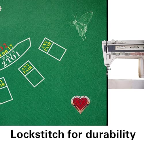 2-in-1 Casino Night Poker Mat, 36"x72" Double-Sided Texas Hold'em & Blackjack Felt Table Cover, Non-Slip Steel Clamps Included, Perfect for Game Night, Home & Casino Parties - color: Green