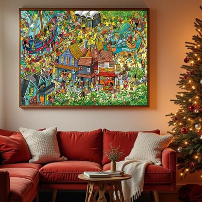 Jigsaw Puzzles for Adults, 1000 Pieces Pirate Park Puzzle, Cartoon Painting Challenging Puzzles for Family Activity Game Nights Gifts Fidget Stress Relief - color: Pirate Park