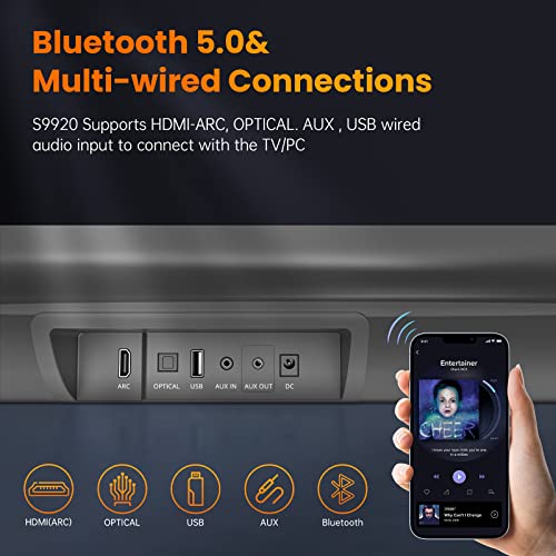 100Watt 40 Inch Soundbar, BESTISAN Sound Bar Wireless and Wired Audio Bluetooth 5.0 TV Speakers with HDMI-ARC Function (2023 Beef UP Version, DSP Audio, Bass Adjustable, Wall Mountable) - color: 40inch black