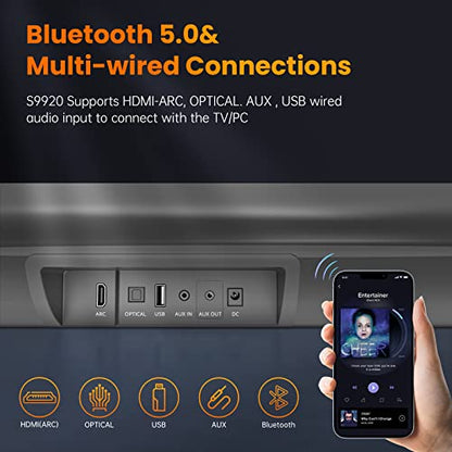 100Watt 40 Inch Soundbar, BESTISAN Sound Bar Wireless and Wired Audio Bluetooth 5.0 TV Speakers with HDMI-ARC Function (2023 Beef UP Version, DSP Audio, Bass Adjustable, Wall Mountable) - color: 40inch black