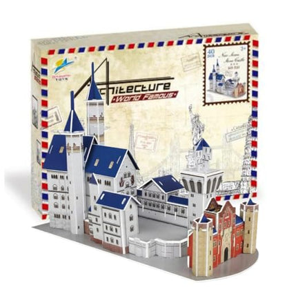 Architecture World Famous of 3D Puzzle.Build Your Own Collection of 17 Global Landmarks (Notre Dame, Colosseum) - Educational DIY Model Kit for Kids & Adults. (New Swan Stone Castle) - color: New Swan Stone Castle