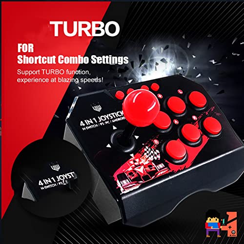 Fight Stick, Wired Joystick Features a Spherical Metal Joystick and 6 Round Control Buttons, Wired Joystick Games Accessories, Play All Types of Games