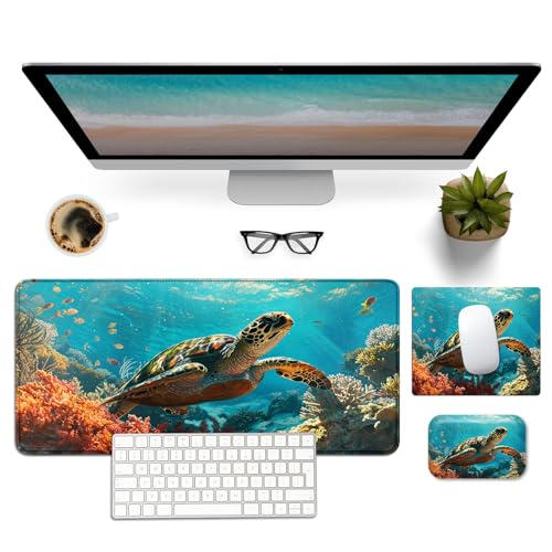 Mouse Pad Desk Mat Ergonomic Wrist Support Pad Set,Mouse Wrist Rest Keyboard Pad with Stitched Edges and Non Slip Base-Sea Turtle - color: Sea Turtle