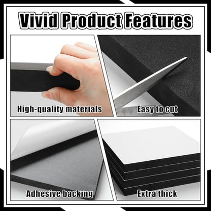4 Pcs 1" Thick Foam Padding Sheet with Adhesive Backing Block | 12 Inch x 12 Inch, Closed Cell, Self Stick Neoprene Insulation Foam Sheet, Black, for Furniture Cars Speakers - color: Black, size: 1 Inch Thick, 12 x 12 Inches