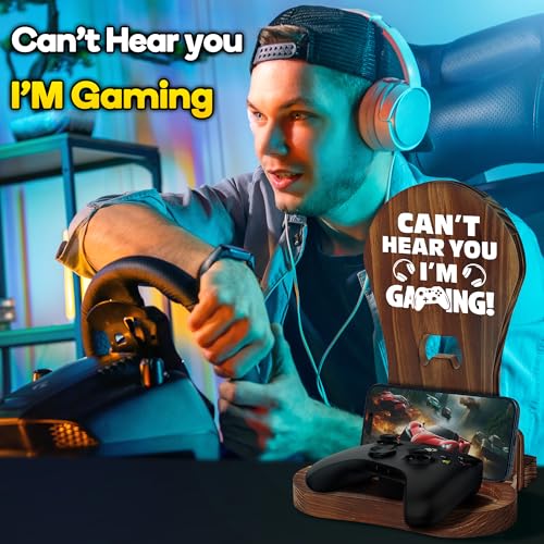 Slothoem - Gamer Gifts for Teenage Boy, Son, Boyfriend, Husband, Gamer Room Decor for Man, Teen Boy Gaming Accessories, Wooden Gaming Headset Stand
