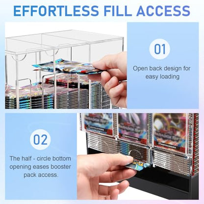 CHEPULA 3-Slot Booster Pack Dispenser, Card Dispenser Storage, Acrylic Booster Box for Trading Card/Sports Booster Packs (4mm Thick)