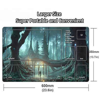 MTG Game Playmat, TCG Play Mat for MTG TCG 24 x 14 inches Trading Card Inked Game Playmats with Storage Bag Smooth Rubber Surface Battle - color: Playmat 1
