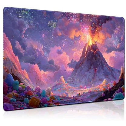 MTG Playmat 24x14 Inch | Optional Game Zone Layout | Non-Slip Rubber Base | Stitched Edges | Includes Free Storage Bag | for TCG, Board Games, and Desk Use(Candlume,Without Zone) - color: Candlume, style: Without zone