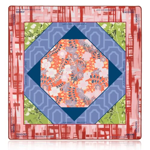 Drydiet Mahjong Mat for Table 31.5 x 31.5 Inch American Mahjong Mat with Carrying Bag, Non-Slip Noise Reduction Table Item for Family Poker Domino Board Game Night & Party Use(Sedona Floral) - style: Sedona Floral