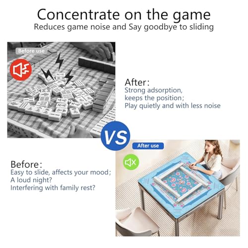 Mahjong Mat for Table with Carrying Bag & 3 Dice, Blue Pink Floral 31.5"x31.5" Square Rubber Mahjong Table Cover, Non-Slip & Noise Reduction Gaming Mat for Mah Jongg, Poker, Dominoes & Tile Games - color: Light Blue Pink