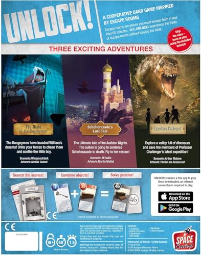 UNLOCK! Exotic Adventures Card Game - Escape Room-Inspired Cooperative Adventure, Fun Family Game for Kids and Adults, Ages 10+, 1-6 Players, 1 Hour Playtime, Made by Space Cowboys