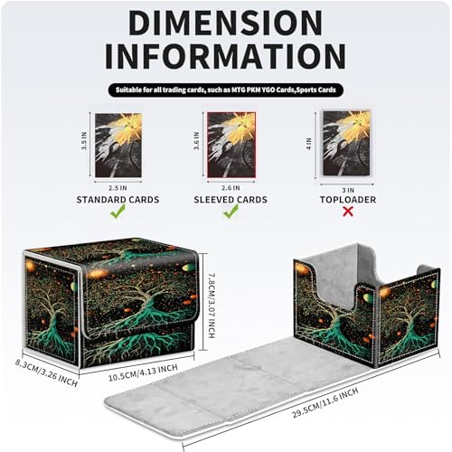 PU Leather Deck Box for MTG Commander Cards, Fits 100+ Double Sleeved Cards, Secure Magnetic Trading Card Storage Case for TCG CCG,Cosmic Tree of Life - color: Cosmic Tree of Life