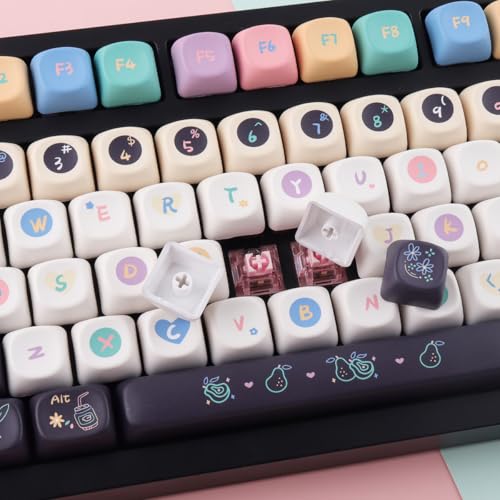 Tsungup MOA Keycaps, PBT Cute Dessert Cheese Muffin Ice Custom Keycap Set | 126 Keys Dye-Sub Key Caps Keyboard Keycap for 60% 65% 75% 80% 100% MX Switches Mechanical Keyboard - color: White&Black