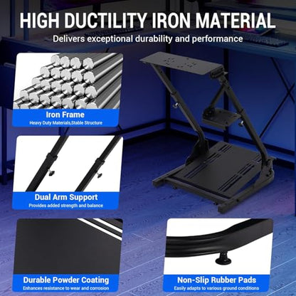 Adjustable Foldable Racing Wheel Stand for Enhanced Stability in Driving Simulation,