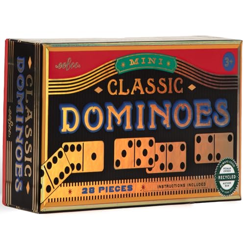 eeBoo Classic Mini Dominoes - 28 Piece Game Set, Shiny Golden Holographic Foil Tiles, Tile Laying Matching Game, Screen-Free Fun, Kids Ages 3+ - style: Classic