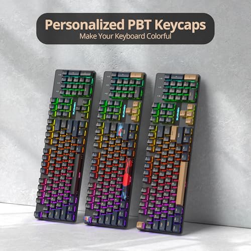 Full Size Mechanical Keyboard, Creamy Keyboard with Number Pad, 104 Keys Wired Gaming Keyboard with Red Switch, RGB Backlit for PC Laptop - color: Blue Samurai B