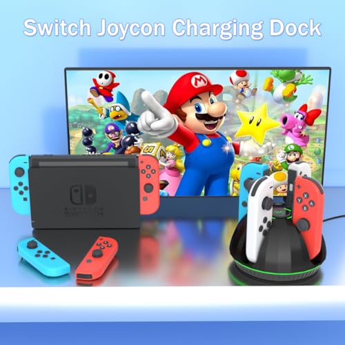 Switch Controller Charger for Nintendo Switch Joy Con,Charging Station for 4 Nintendo Joycons Controller with Led Indication,Joy Con Charging Dock Stand with USB Type C Charging Cable
