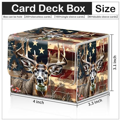 Card Deck Box for MTG Trading Cards with Magnetic Closure,Premium Card Storage Box Case Cover for TCG CCG Magic Cards,Deer Weed Flag - color: Deer Weed Flag
