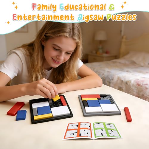 2 Pcs Logic Puzzle Brain Teaser Game for Adults, 88 Challenges 4 Difficulty Levels Logic Puzzles, Portable STEM Educational Thinking Game Toy for Classroom, Family Brain Training