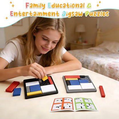 2 Pcs Logic Puzzle Brain Teaser Game for Adults, 88 Challenges 4 Difficulty Levels Logic Puzzles, Portable STEM Educational Thinking Game Toy for Classroom, Family Brain Training