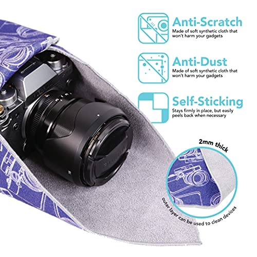 Foto&Tech Flexible Magic Cloth Wrapper, Anti-Scratch Camera Lens Book Wrap Travel Case, Compatible with DSLR Camera Lens Laptop Smartphone Tablet Gaming Consoles - color: Navy Blue Camo, size: 20.50 x 20.50 Inch