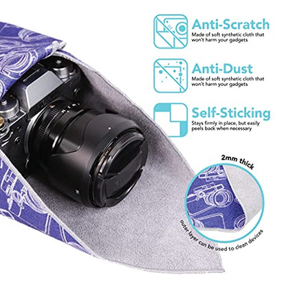 Foto&Tech Flexible Magic Cloth Wrapper, Anti-Scratch Camera Lens Book Wrap Travel Case, Compatible with DSLR Camera Lens Laptop Smartphone Tablet Gaming Consoles - color: Navy Blue Camo, size: 16.50 x 16.50 Inch