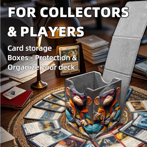 for MTG Deck Box, Trading Card Storage Case Holds 100+ Sleeved Cards, Cool Chimp in Sunglasses Magnetic Closure Durable Deck Holder for Magic The Gathering, TCG & Commander - color: Cool Chimp in Sunglasses